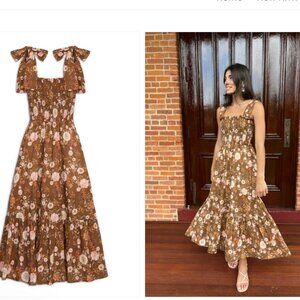 Kathleen Maeve Bow Brown Floral Maxi Dress